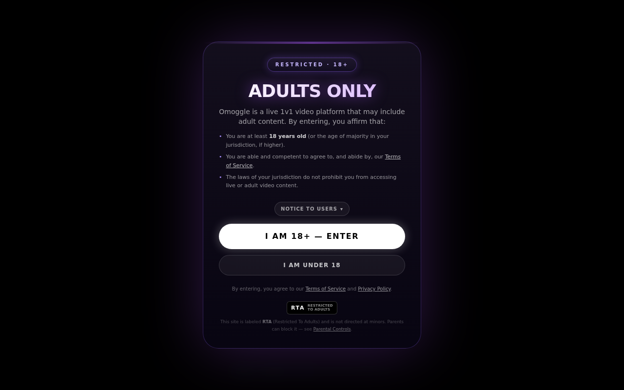 Screenshot of omoggle.com