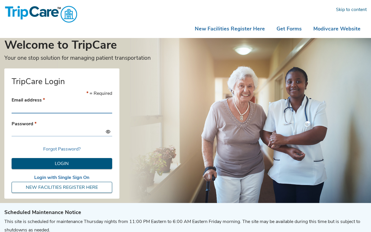 Screenshot of tripcare.modivcare.com