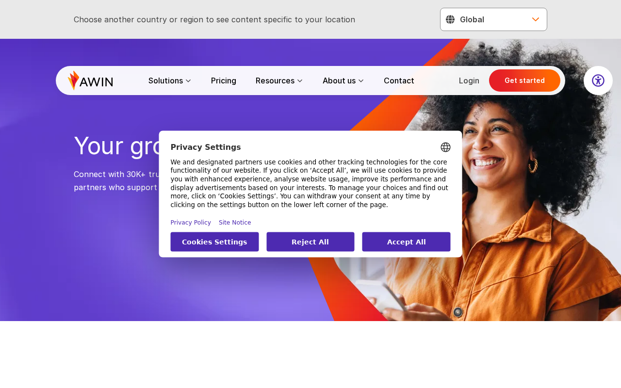 Screenshot of awin1.com