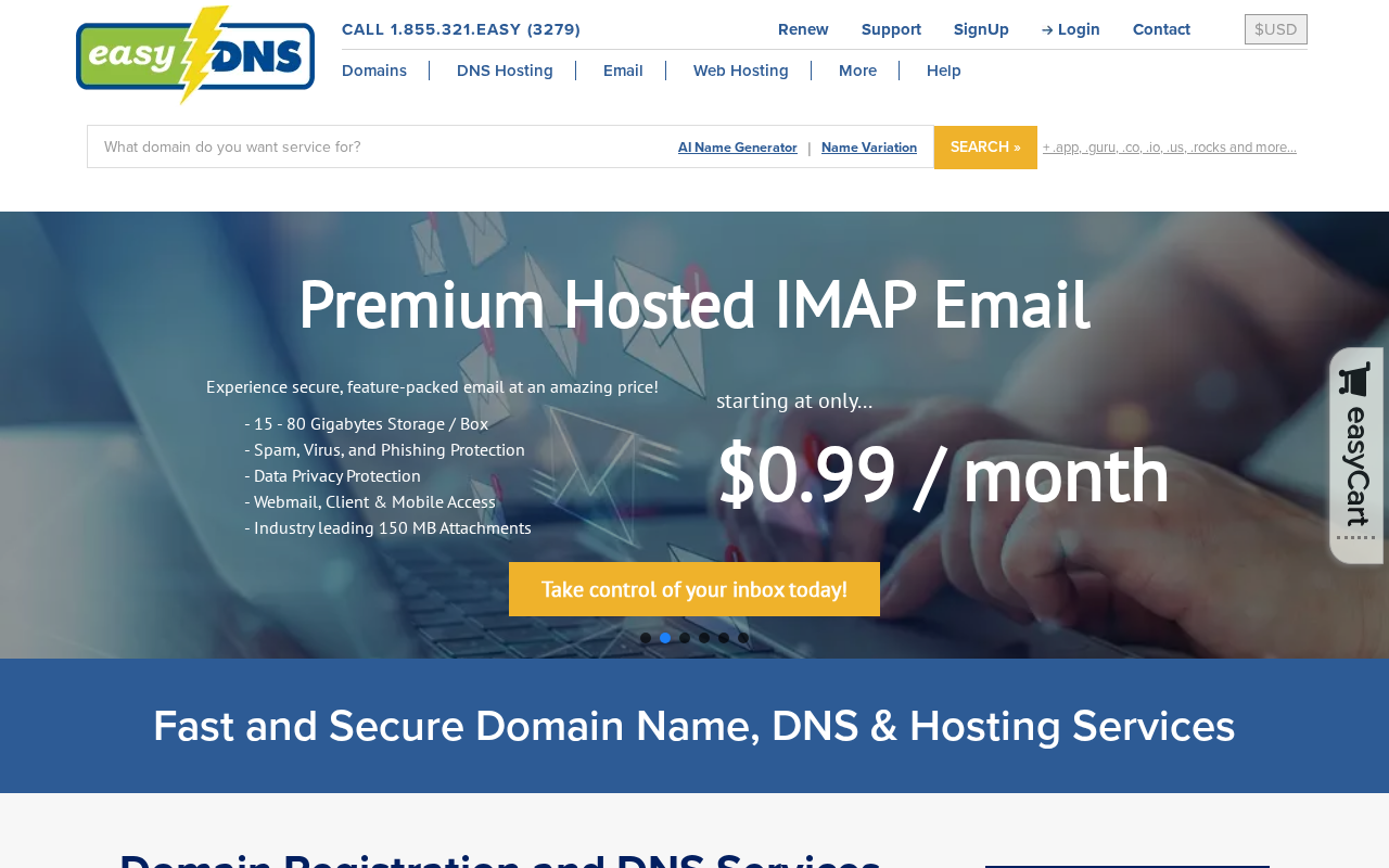 Screenshot of easydns.com