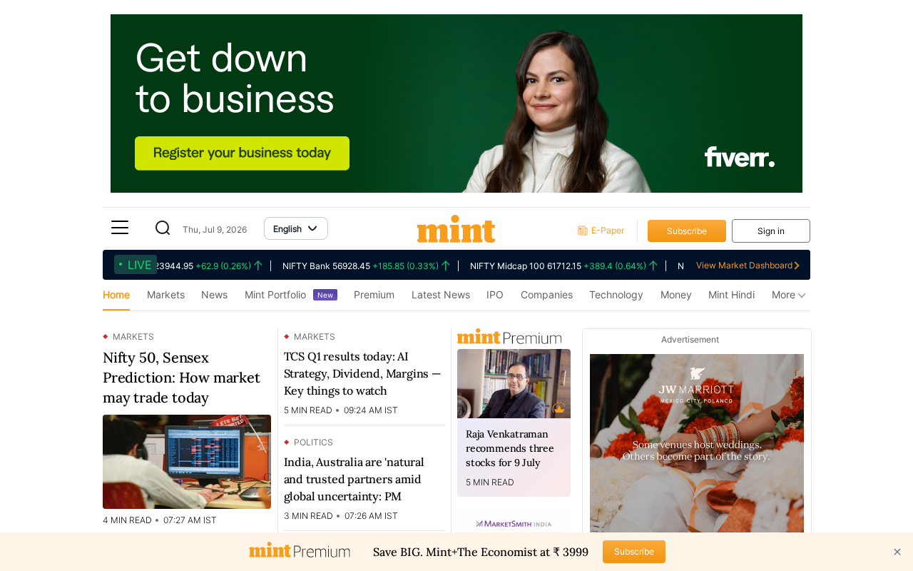 Screenshot of livemint.com