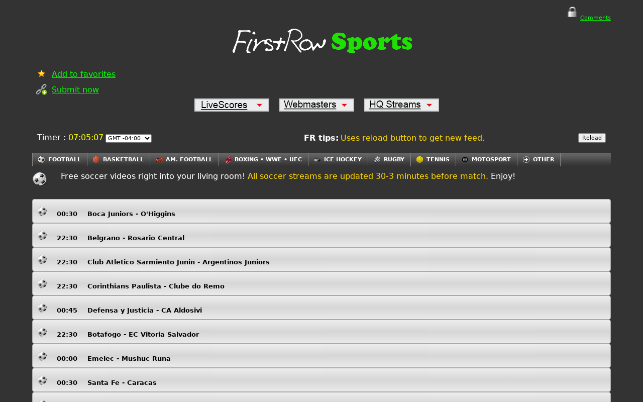 Screenshot of firstrow.co