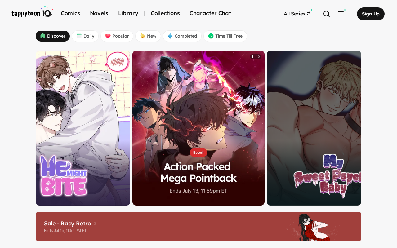Screenshot of tappytoon.com