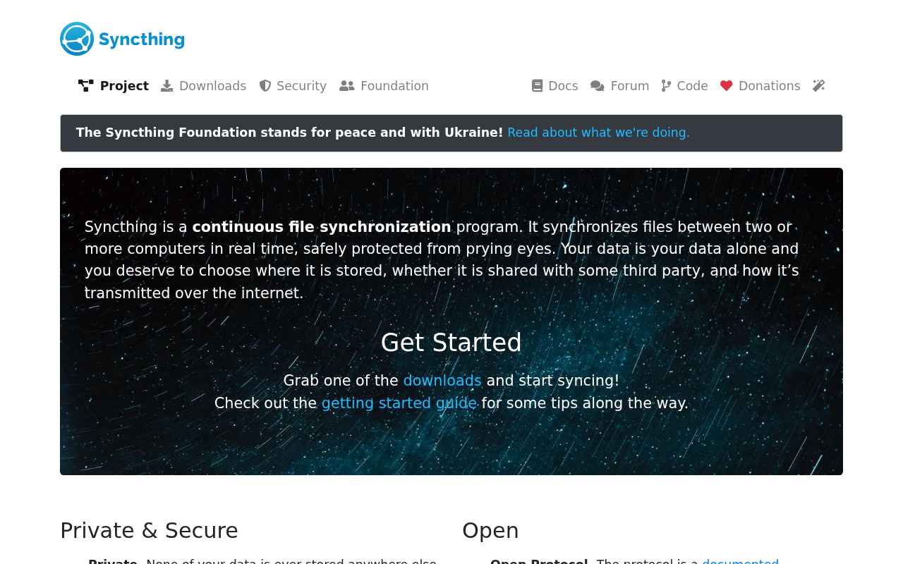 Screenshot of syncthing.net