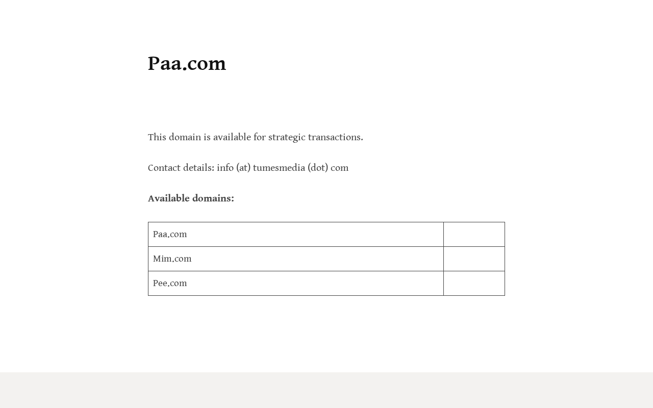 Screenshot of paa.com