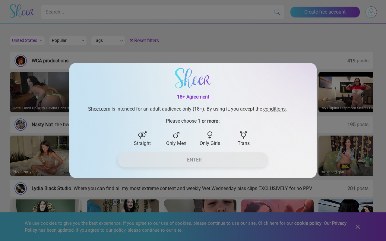 Screenshot of sheer.com