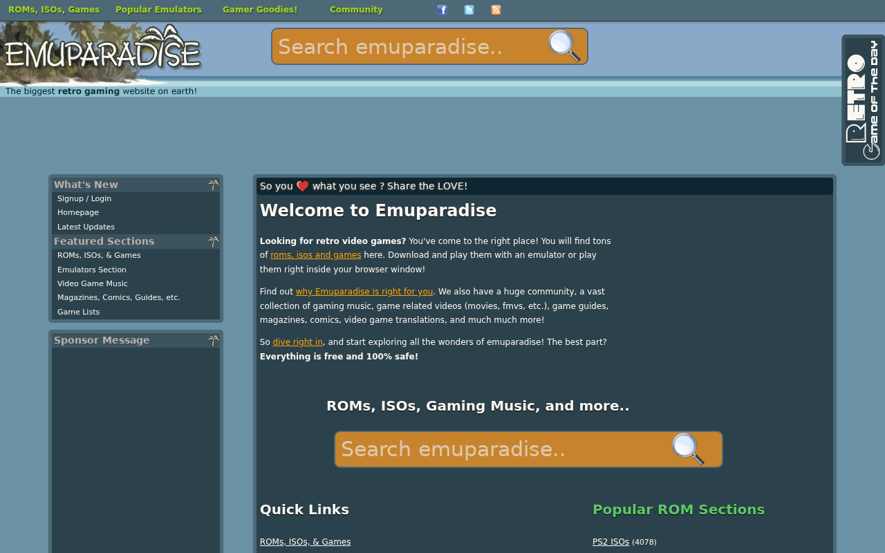 Captured page preview of emuparadise.me