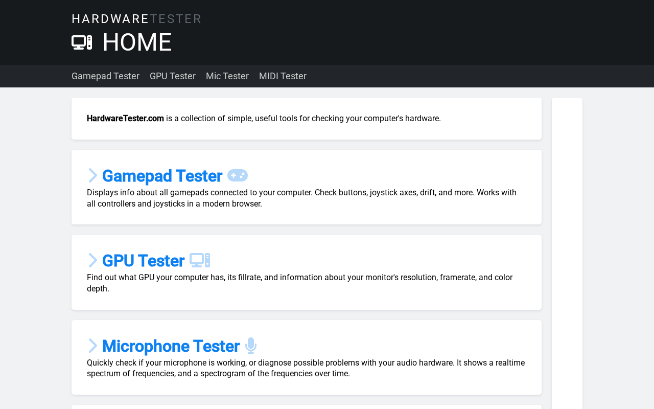 Captured page preview of hardwaretester.com