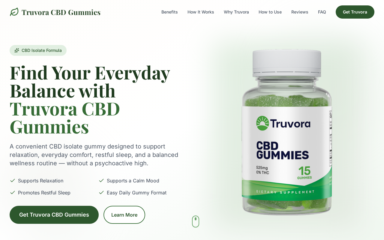 Screenshot of truvoracbdgummies.com