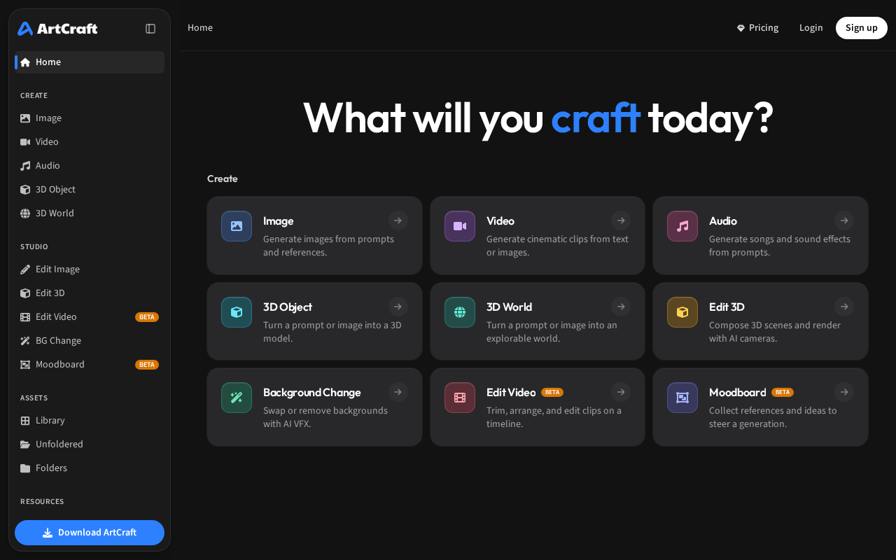 Captured page preview of app.getartcraft.com