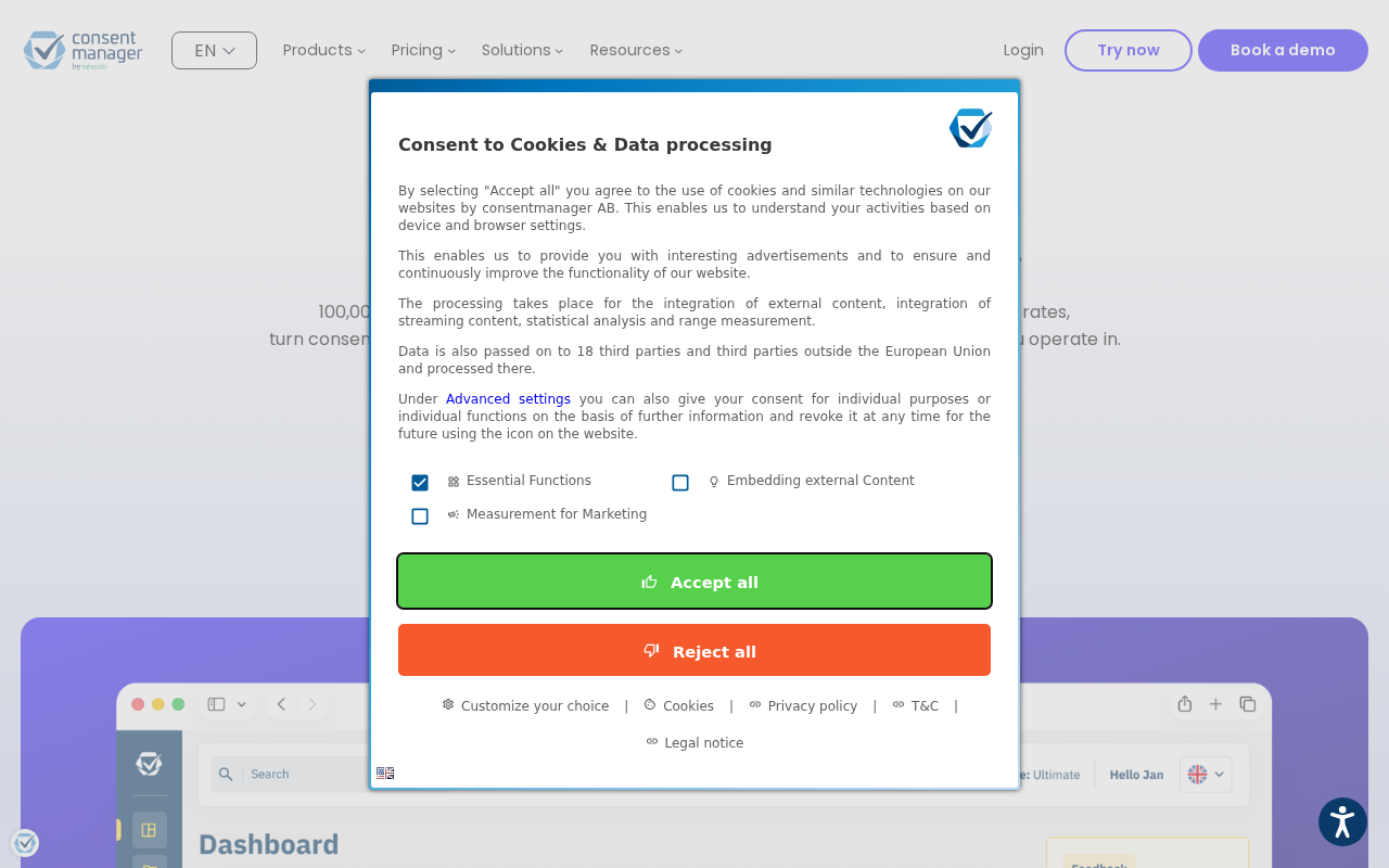 Screenshot of consentmanager.net