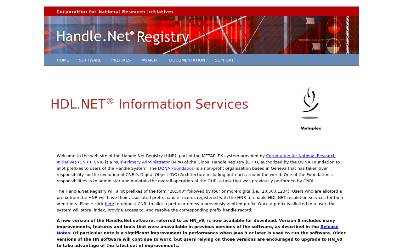 Screenshot of handle.net