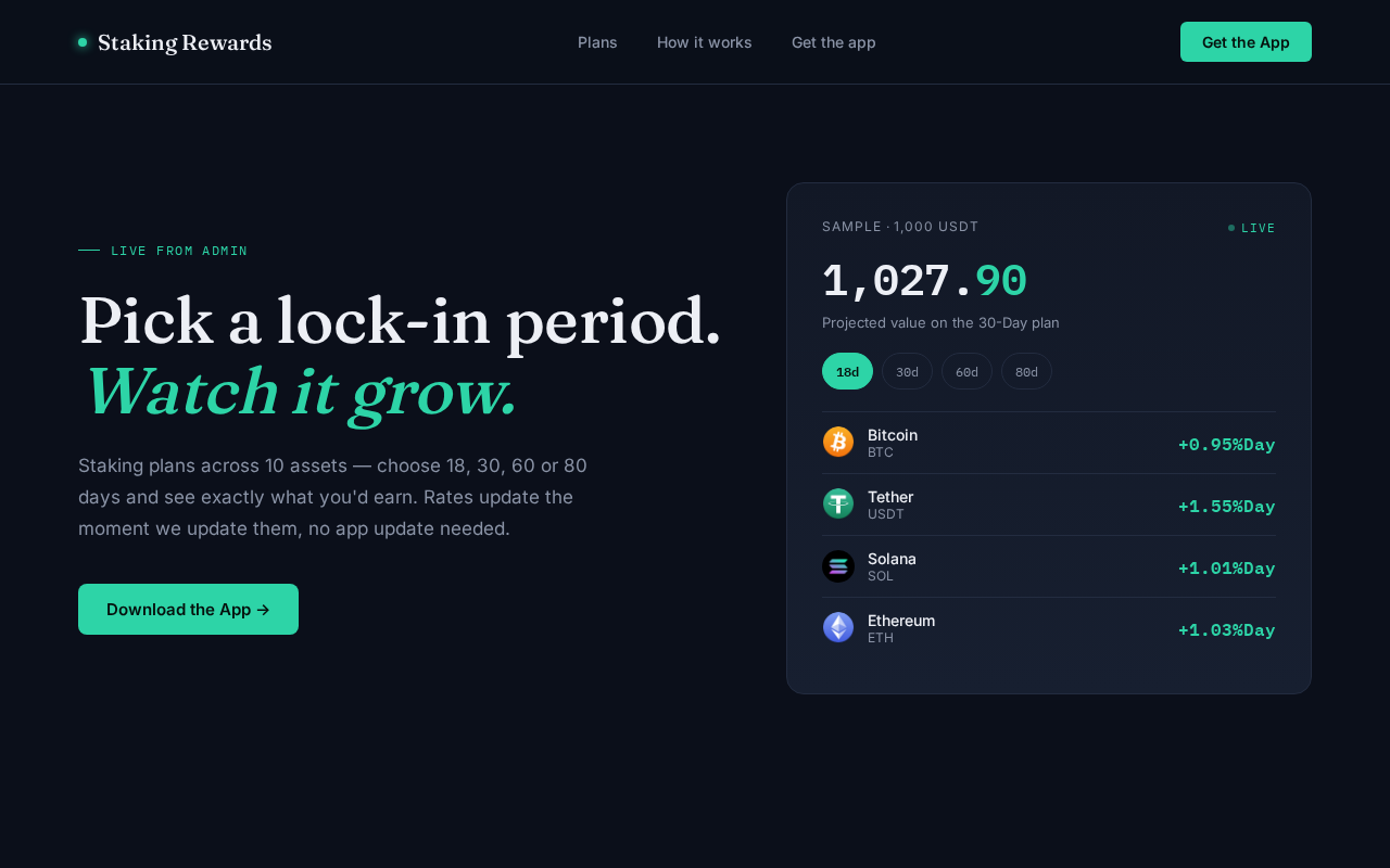 Screenshot of stakingrewards.online