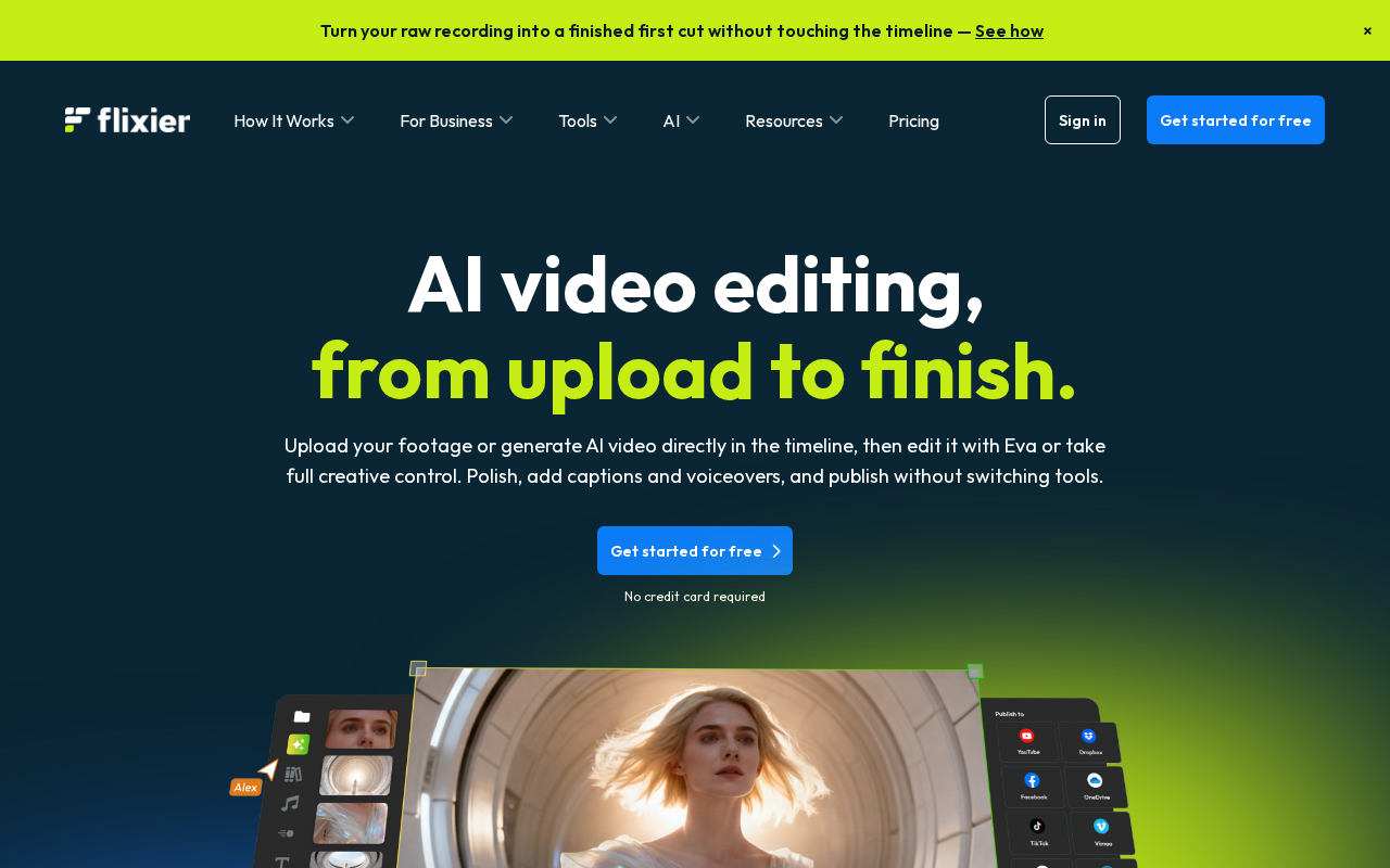 Captured page preview of flixier.com