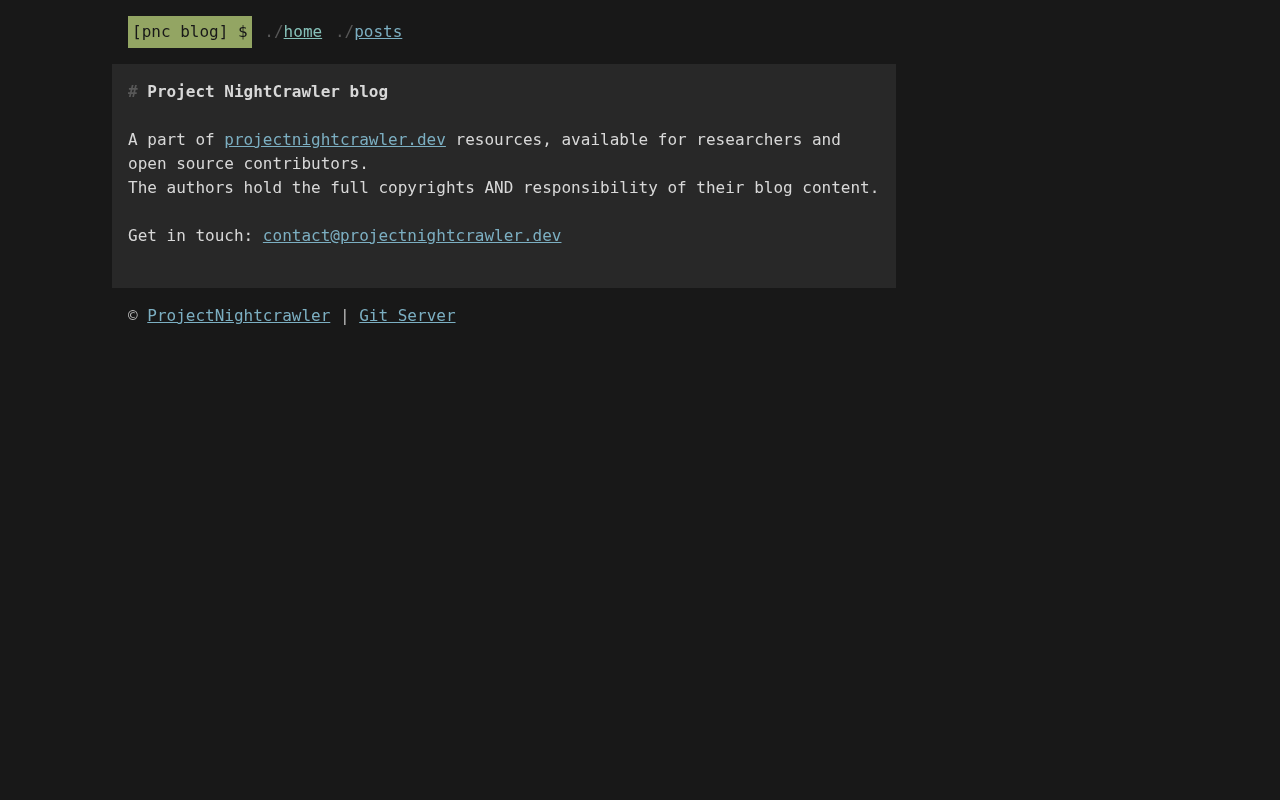 Screenshot of blog.projectnightcrawler.dev