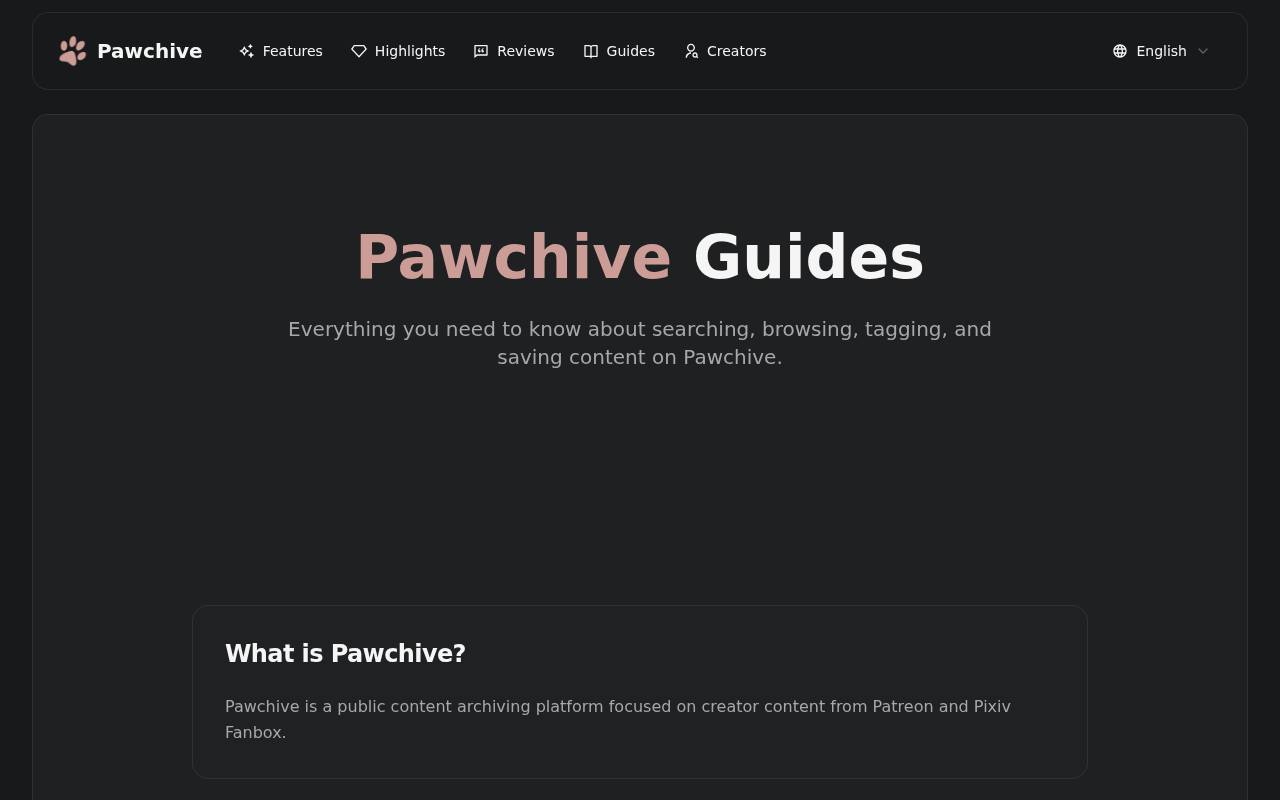 Screenshot of pawchive.org