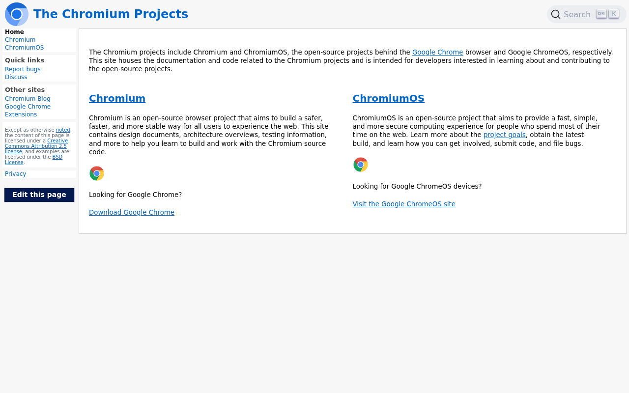 Screenshot of chromium.org