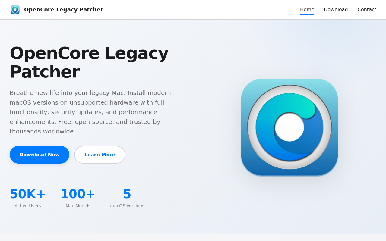 Screenshot of opencorelegacypatcher.dev