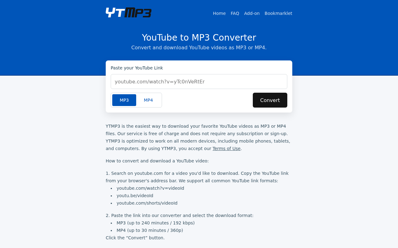 Screenshot of convertytmp3.org