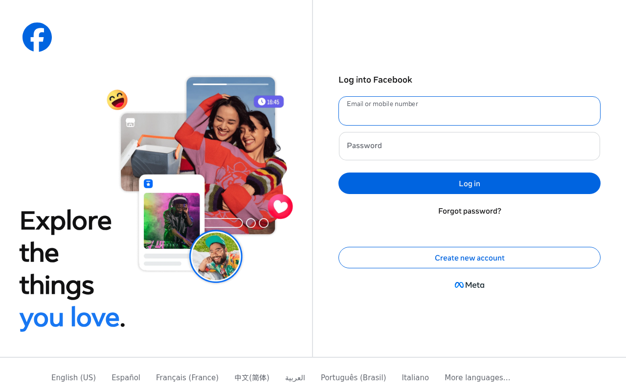 Screenshot of www.facebook.com