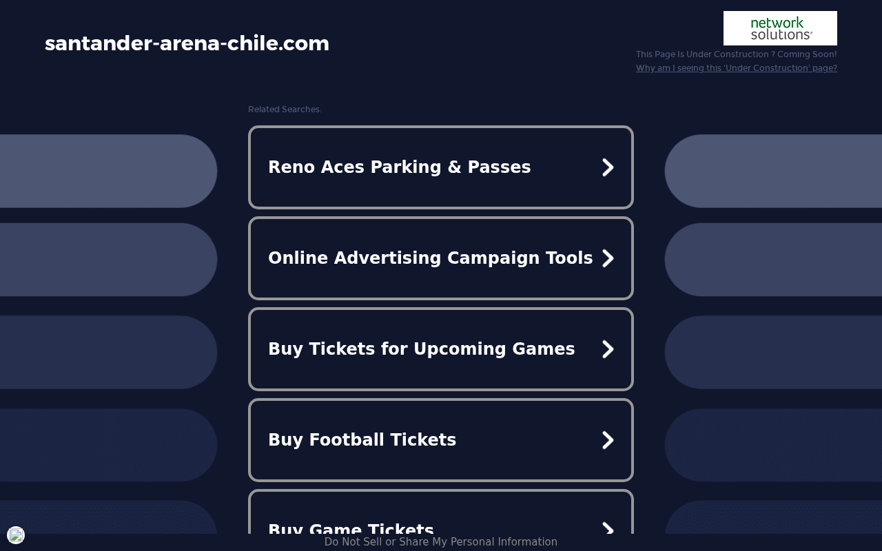 Captured page preview of santander-arena-chile.com