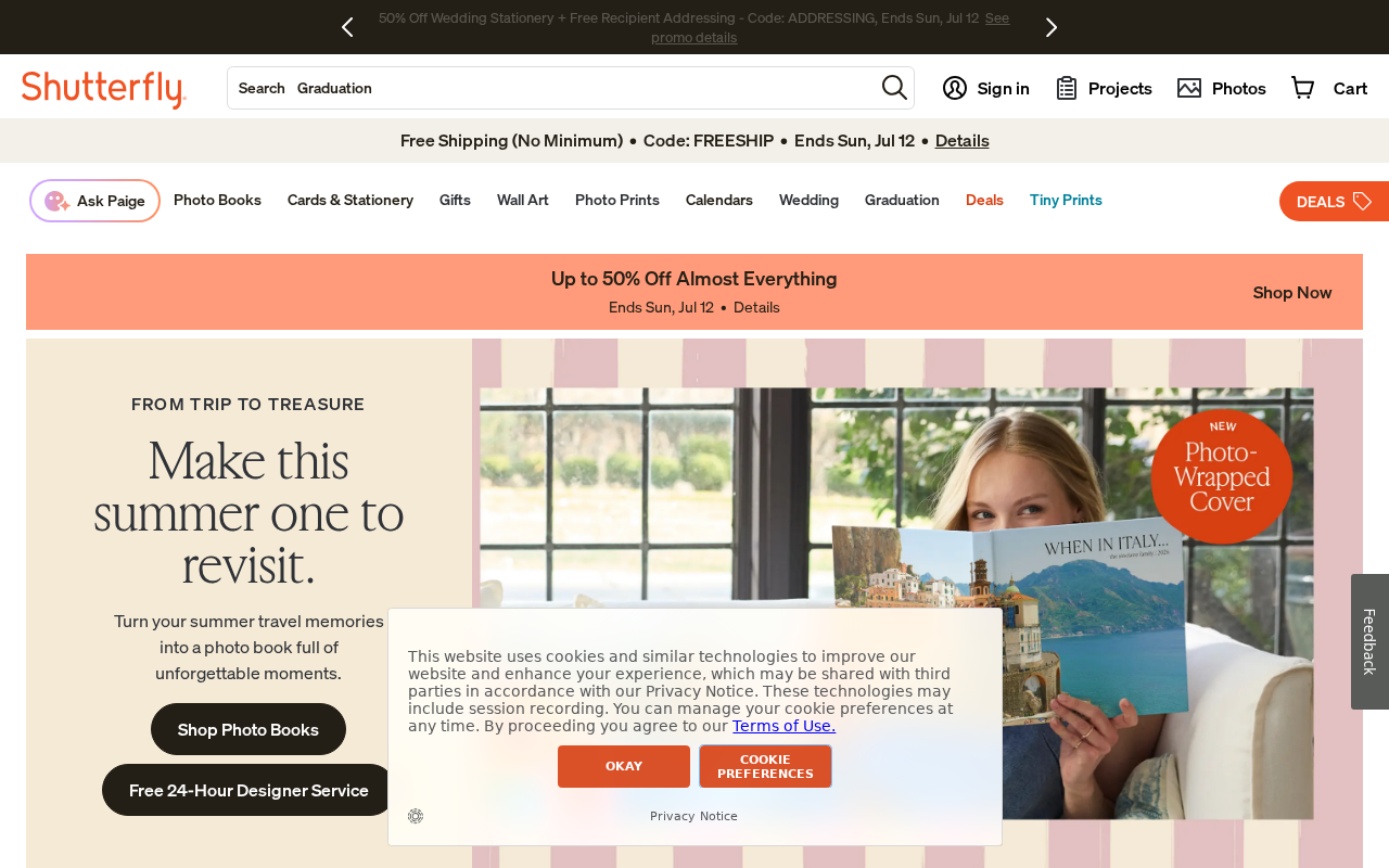 Screenshot of shutterfly.com