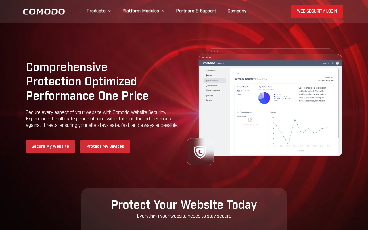 Screenshot of comodo.com