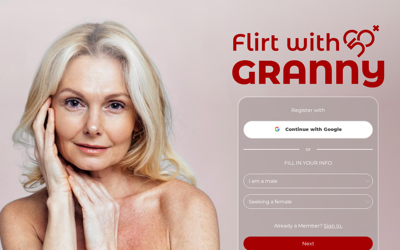 Captured page preview of flirtwithgranny.com