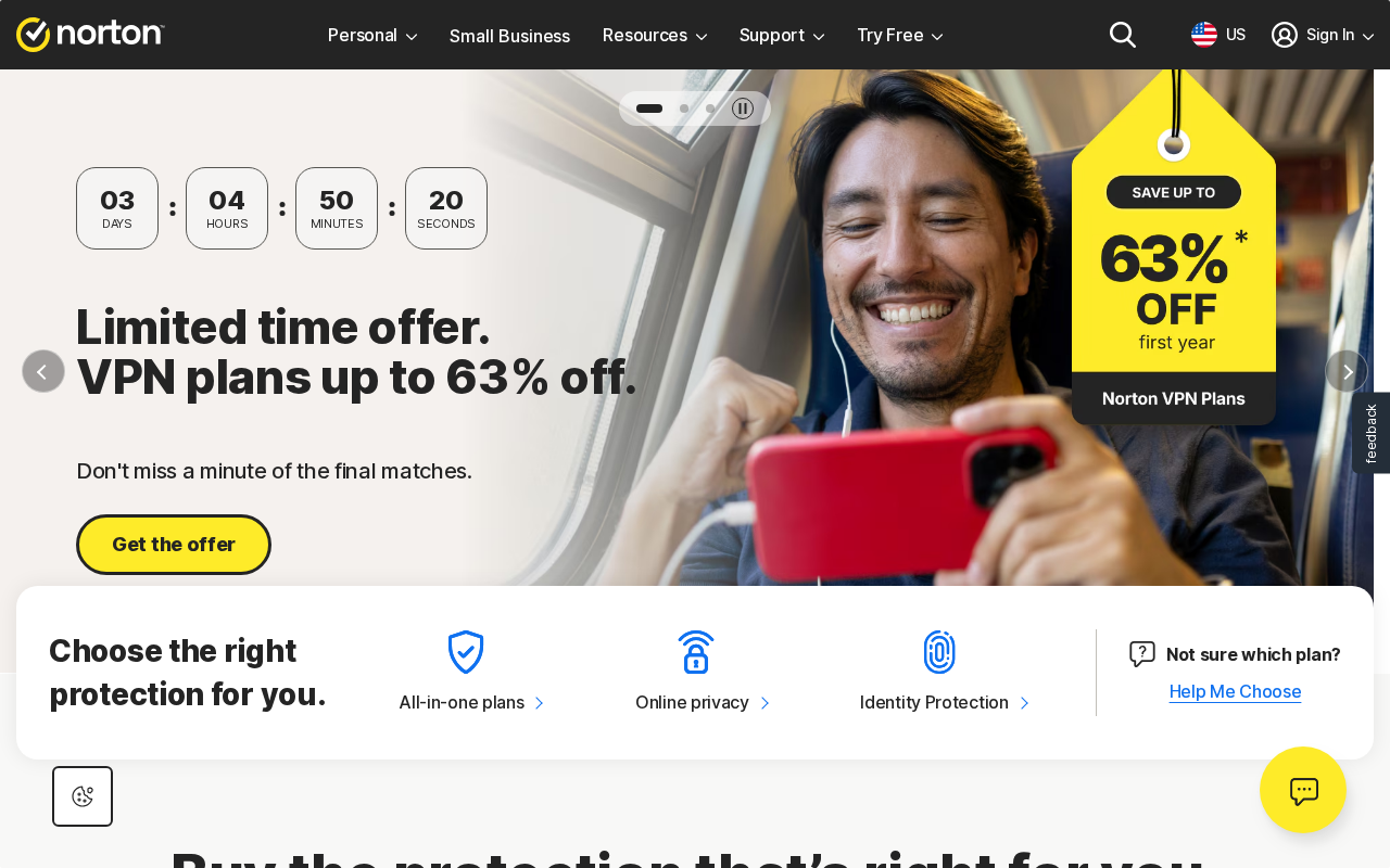 Screenshot of us.norton.com