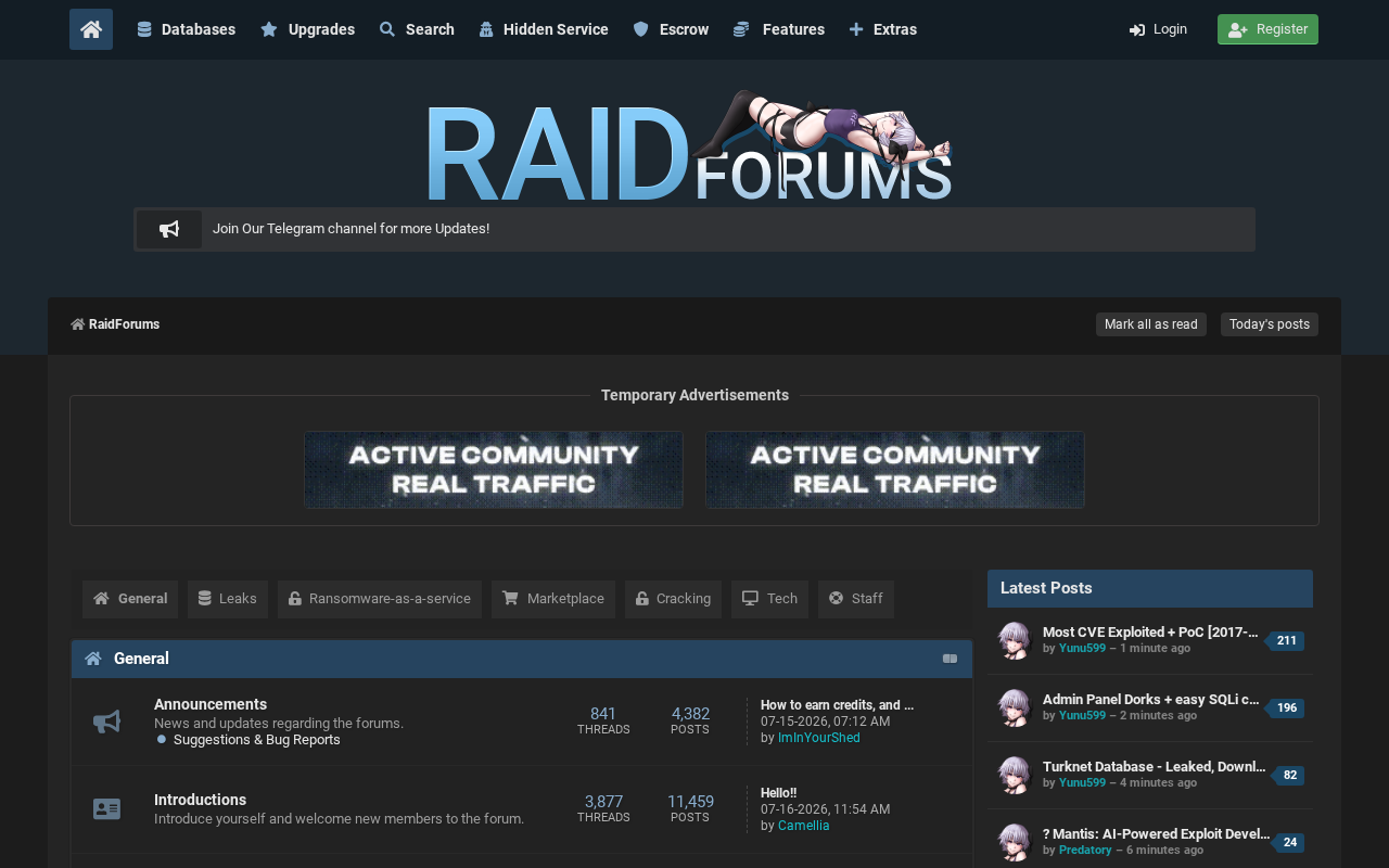Captured page preview of raidforums.ru