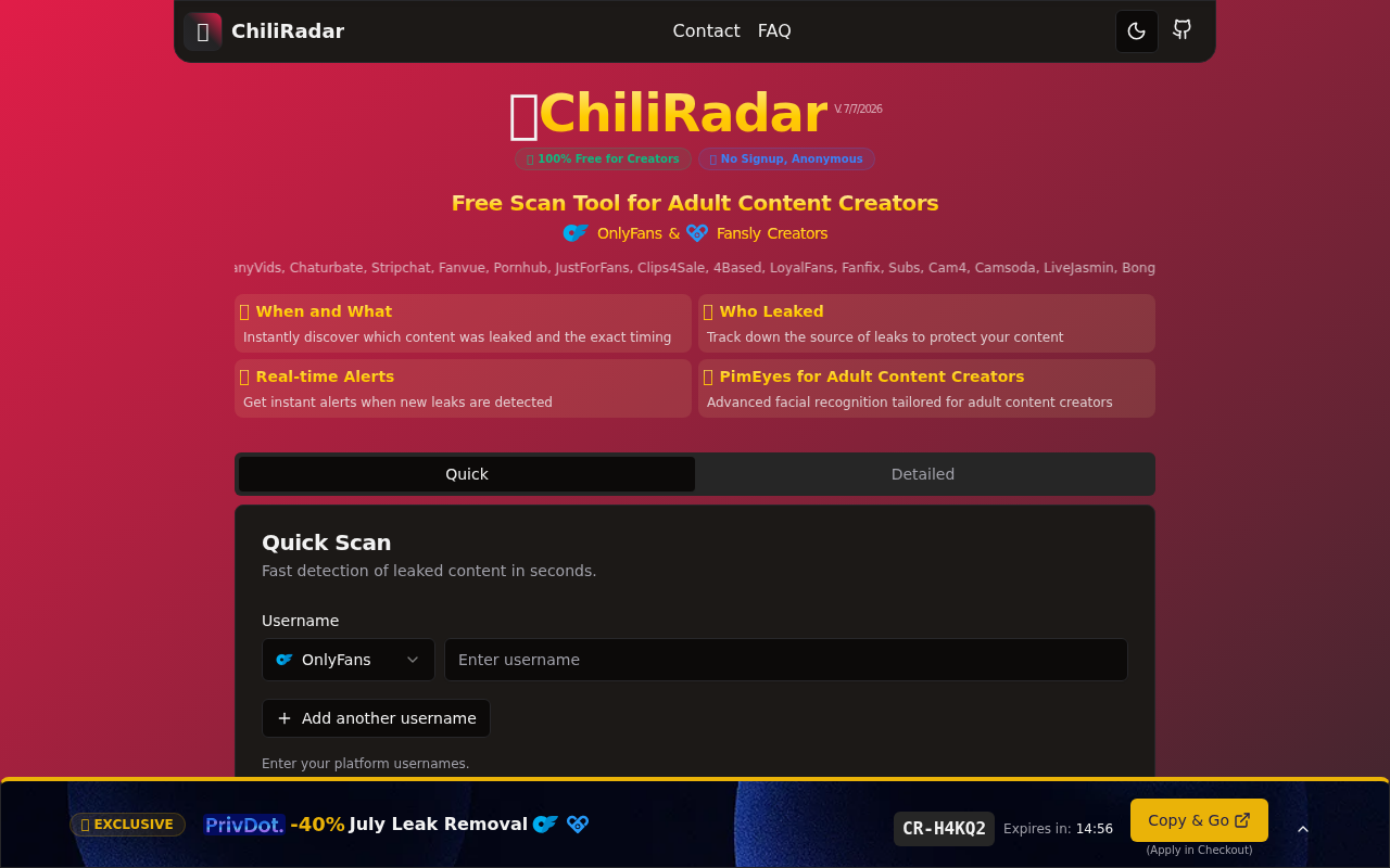 Screenshot of chiliradar.com