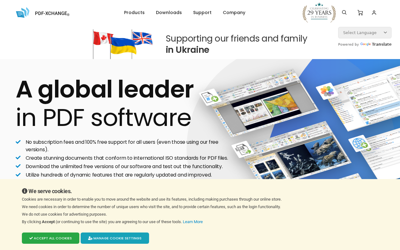 Screenshot of pdf-xchange.com