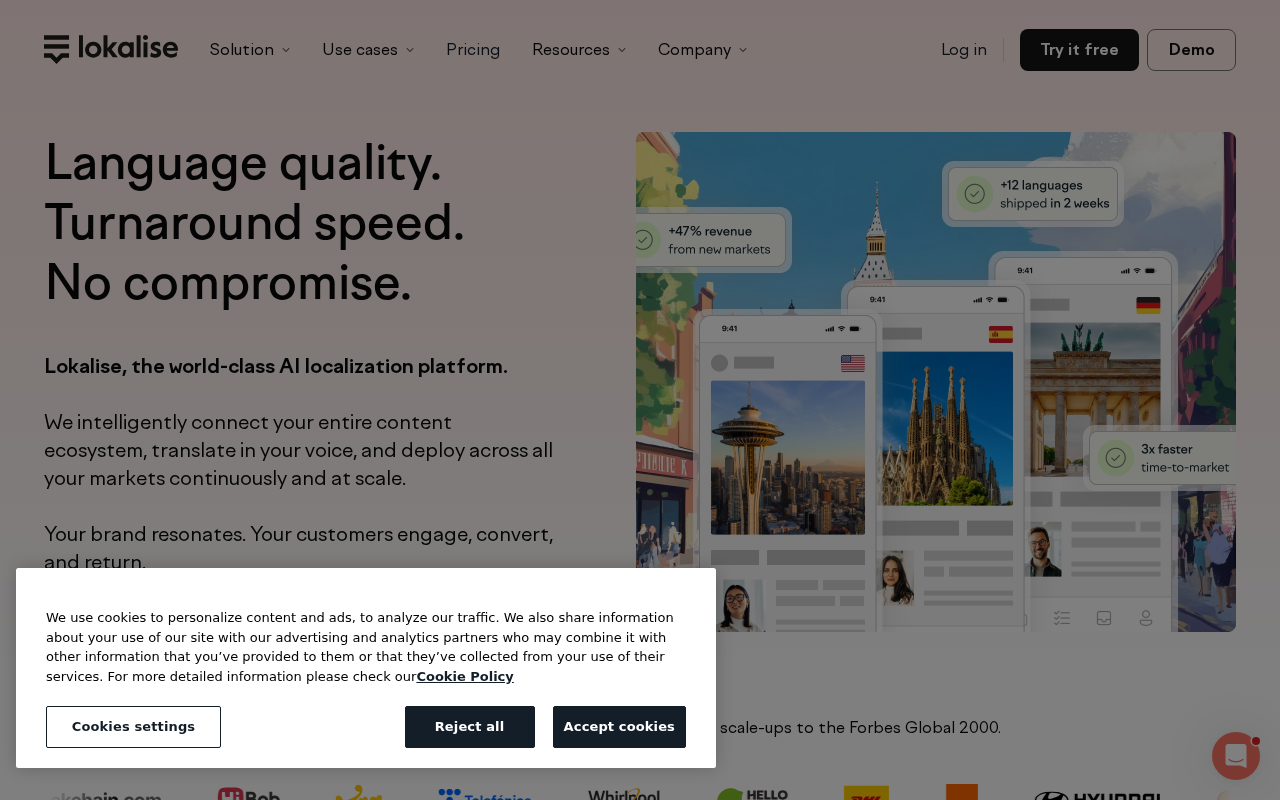 Screenshot of lokalise.com