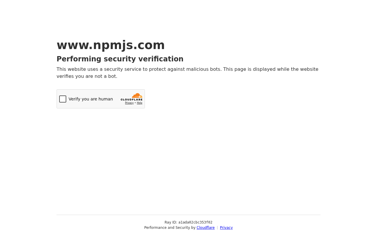Screenshot of npmjs.org