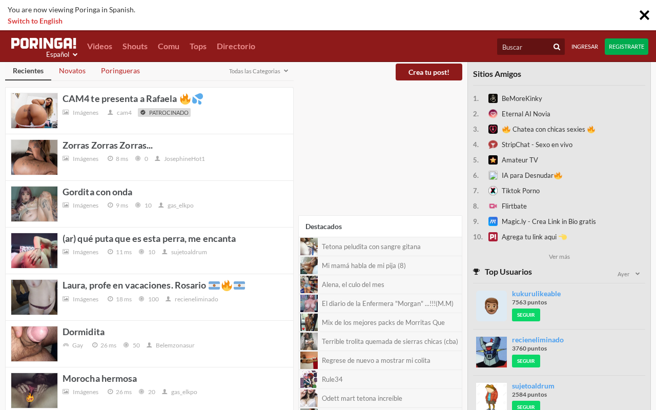 Screenshot of m.poringa.net