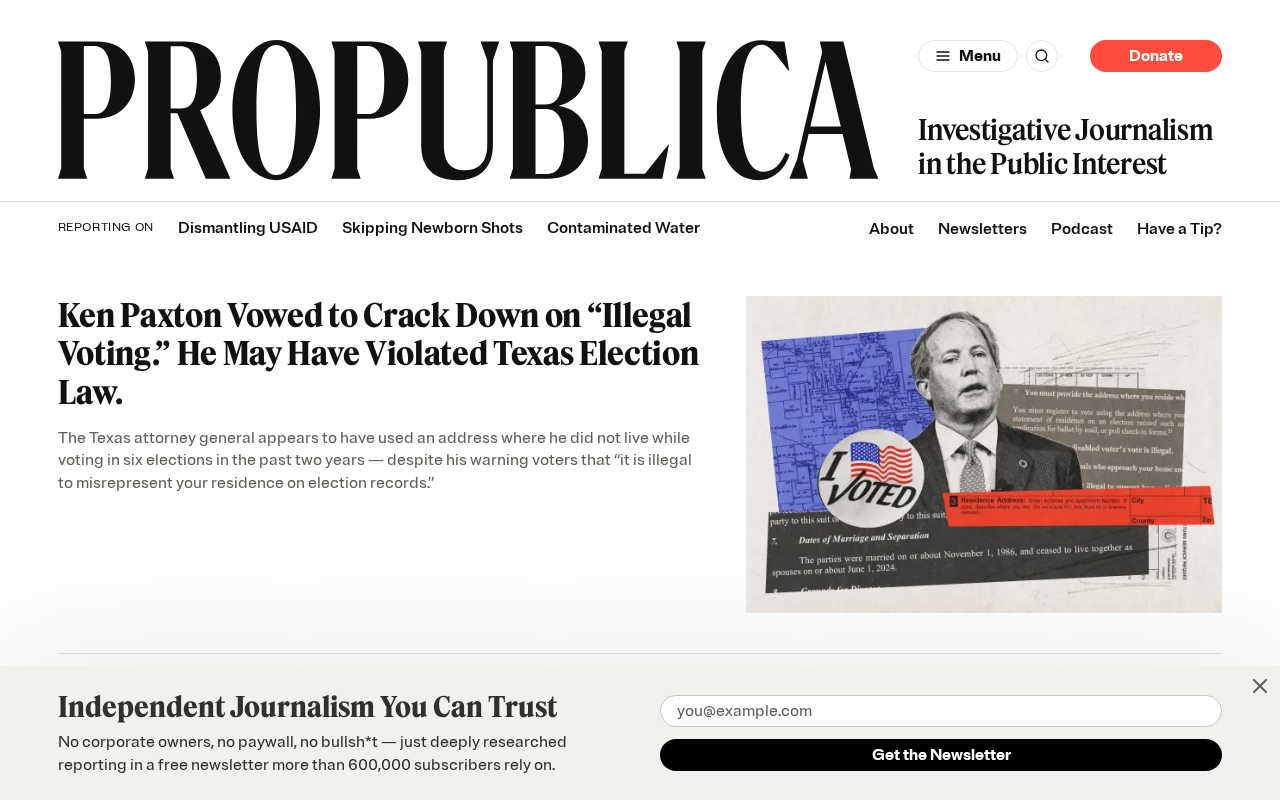 Screenshot of propublica.org