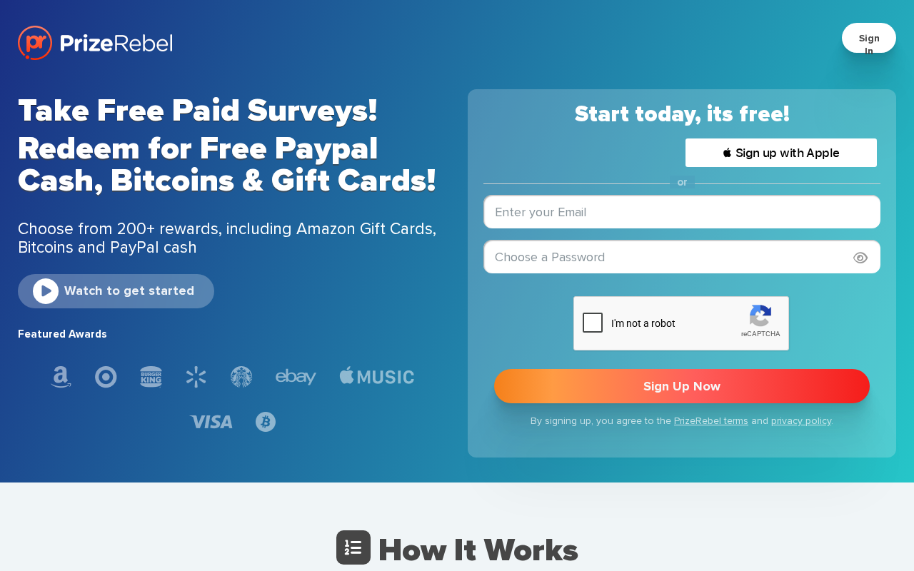 Screenshot of prizerebel.com