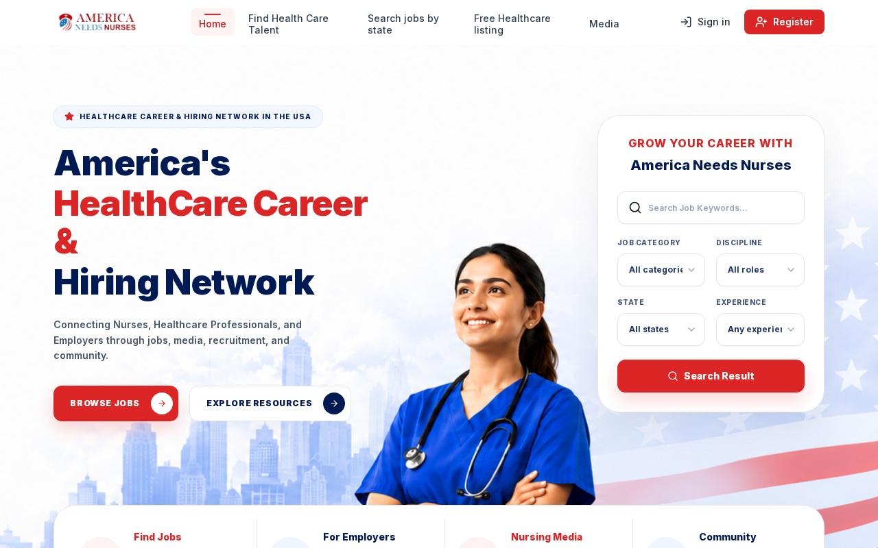 Screenshot of americaneedsnurses.com