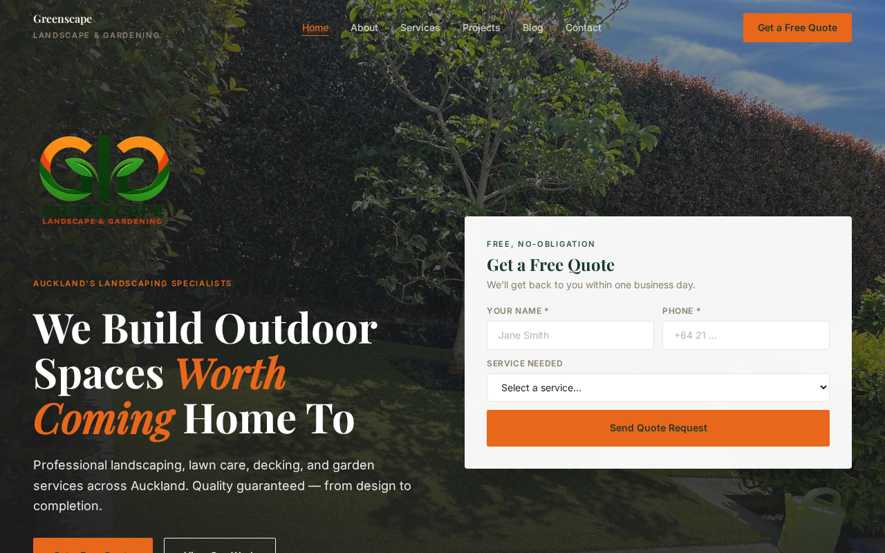 Screenshot of greenscapelandscape.co.nz