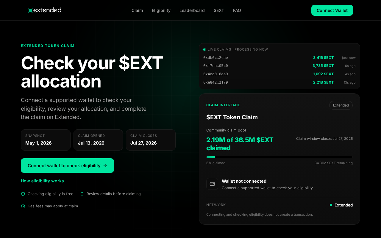 Screenshot of claimext.com