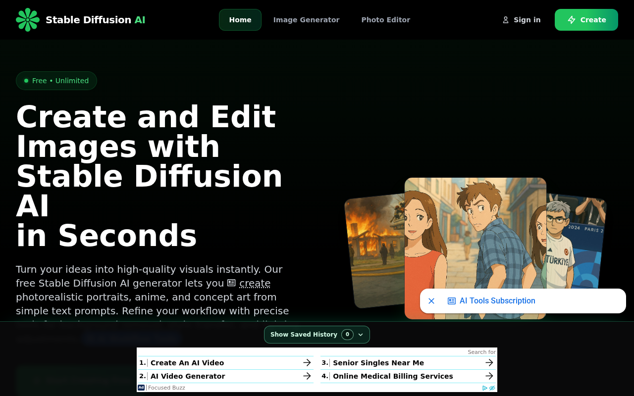 Screenshot of stabledifffusion.com