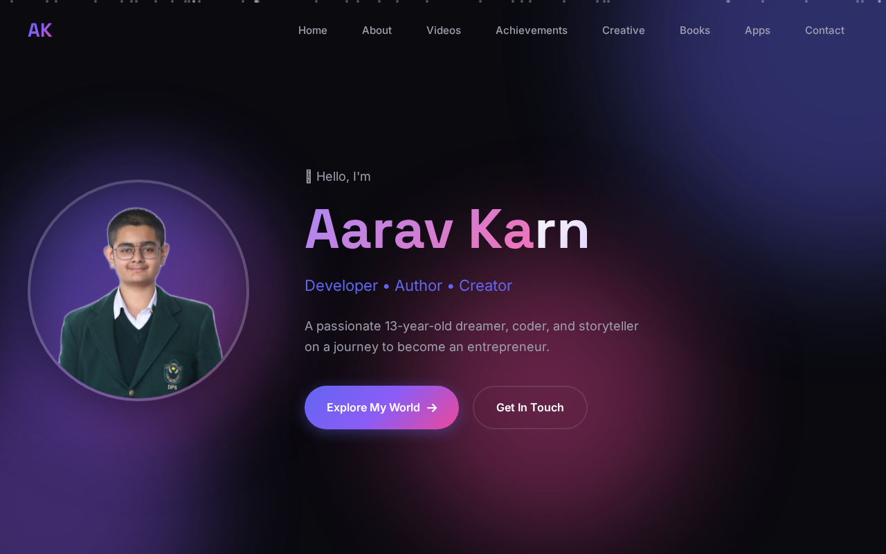 Screenshot of aaravkarn.com