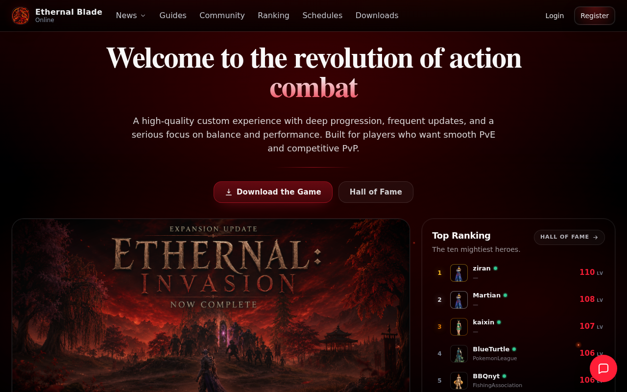 Screenshot of ethernalblade.com