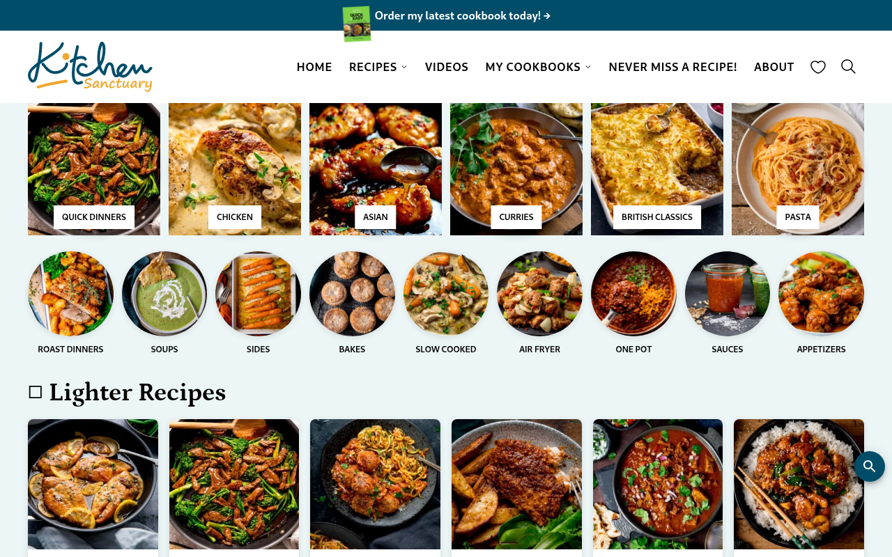 Screenshot of kitchensanctuary.com
