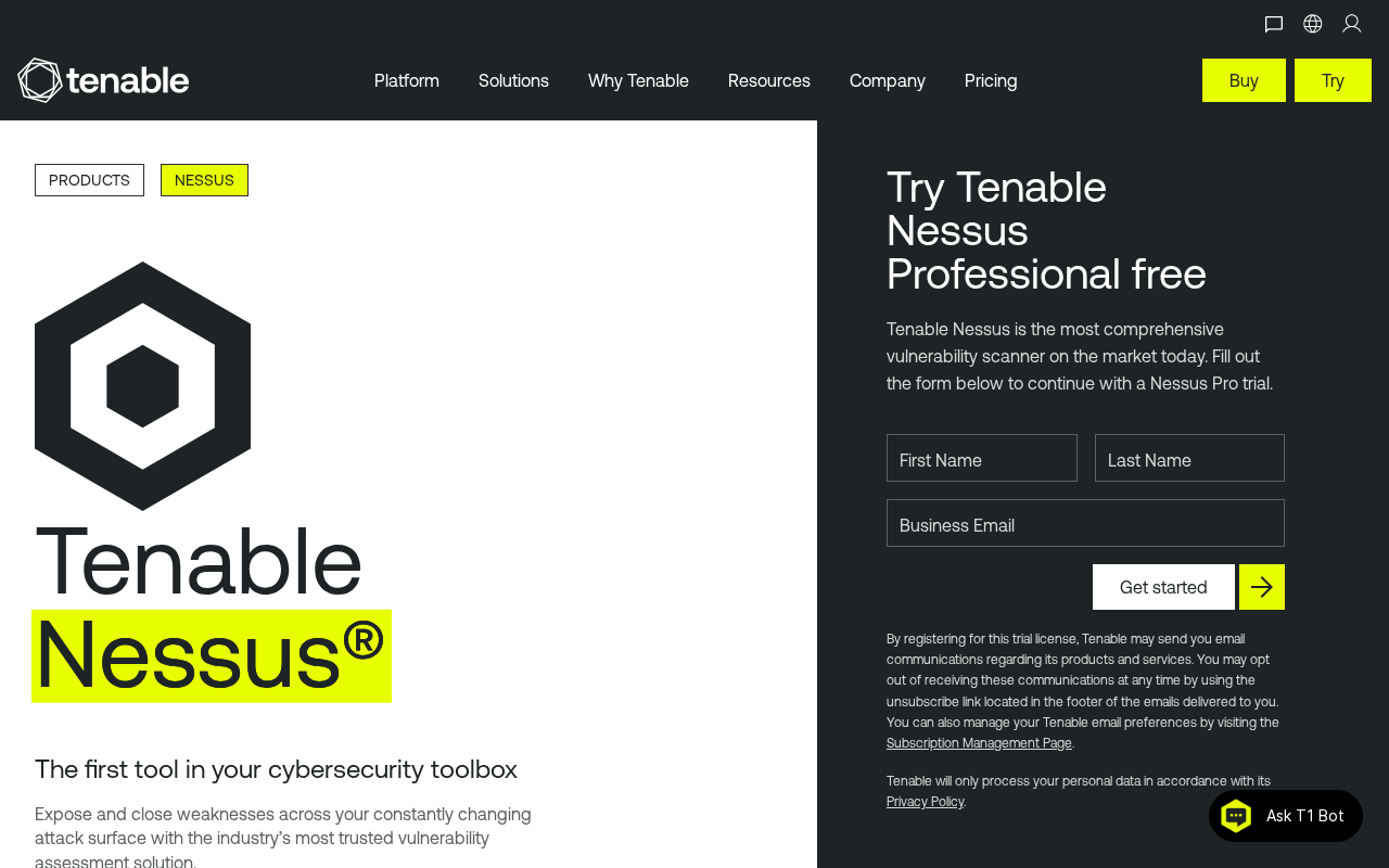 Screenshot of nessus.org