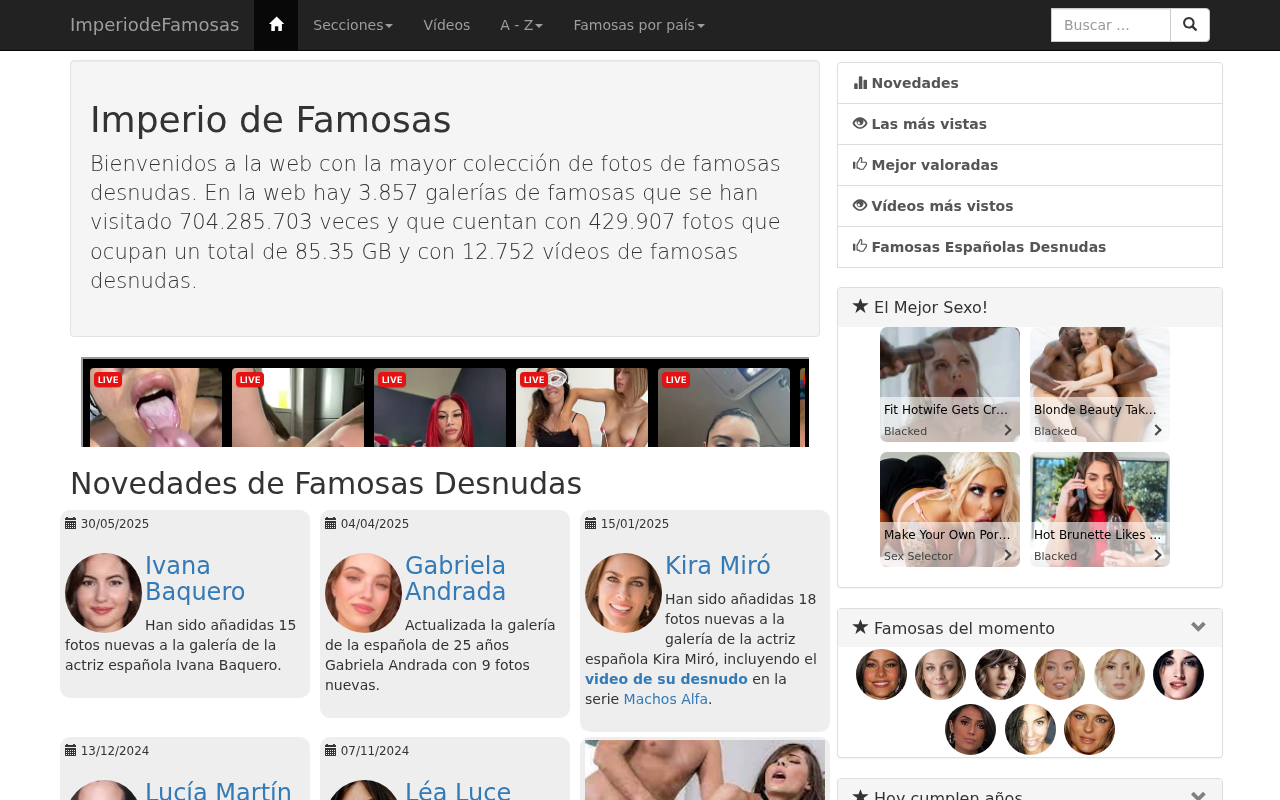 Screenshot of imperiodefamosas.com