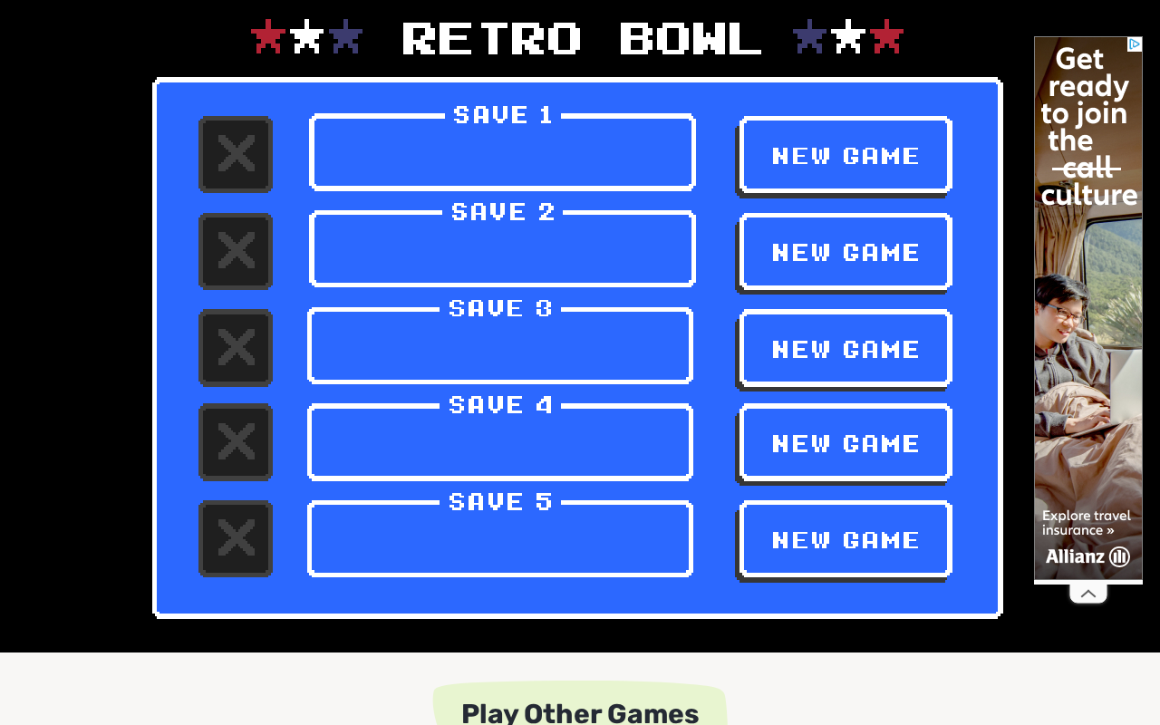 Screenshot of retrobowl.org