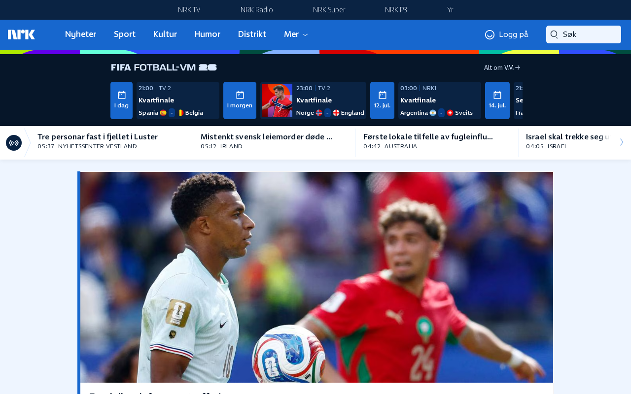 Screenshot of nrk.no