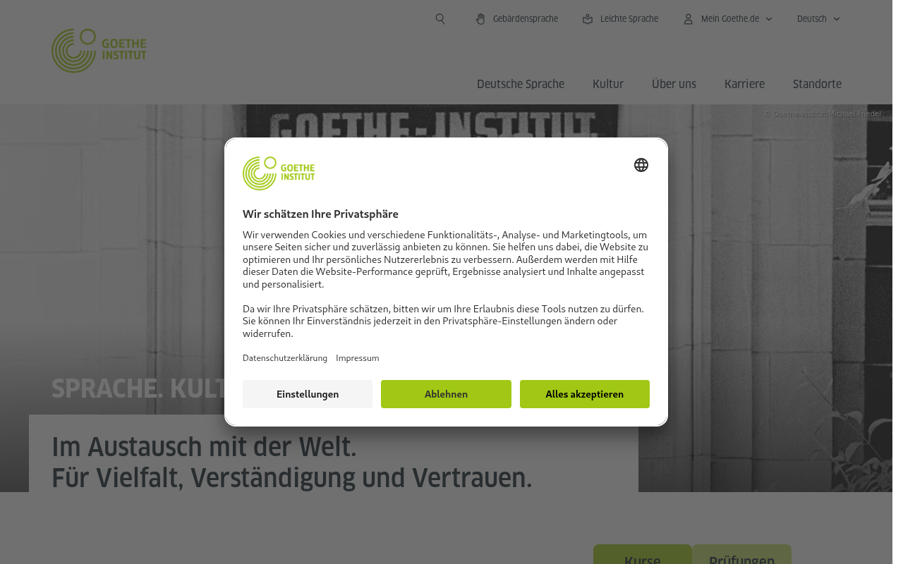 Screenshot of goethe.de