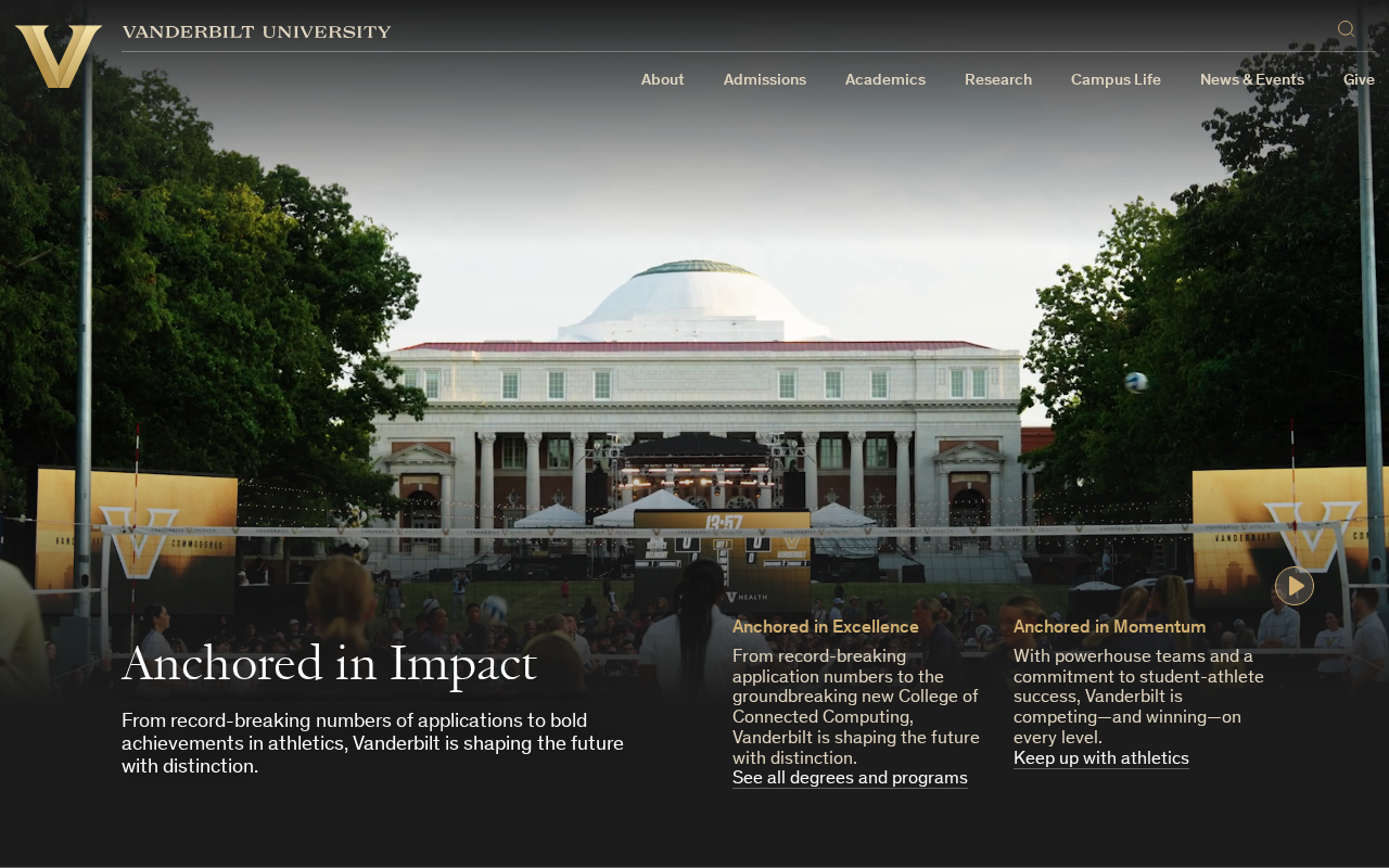 Screenshot of vanderbilt.edu
